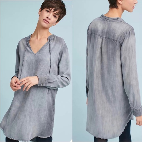 Cloth & Stone Tie Neck Shirtdress. - Picture 1 of 6